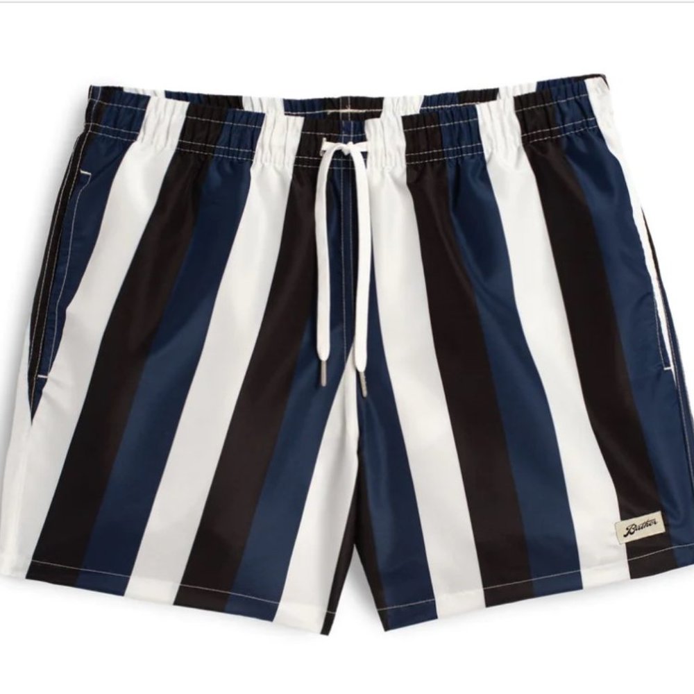 Bather Swim Trunks blue black white stripe XL